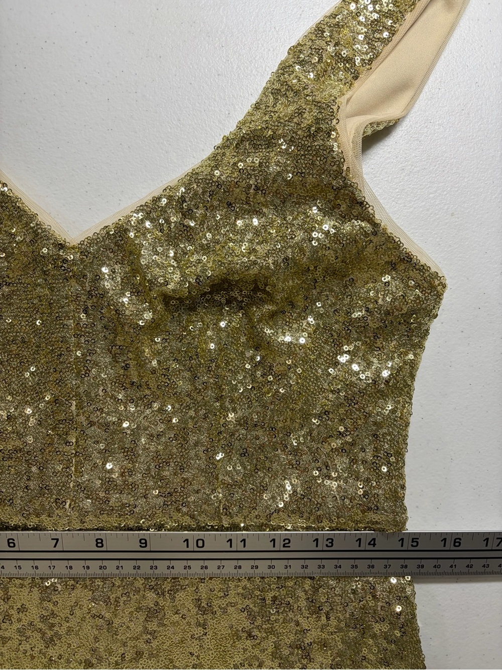 Bisou Bisou Gold Sequin V-Neck Mini Dress (12) - Picture 5 of 9